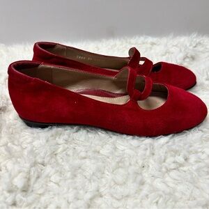 BeautiFeel “Aline” Mary Jane Red Suede Ballet Flats Size EU39 / US 8 Retail $295
